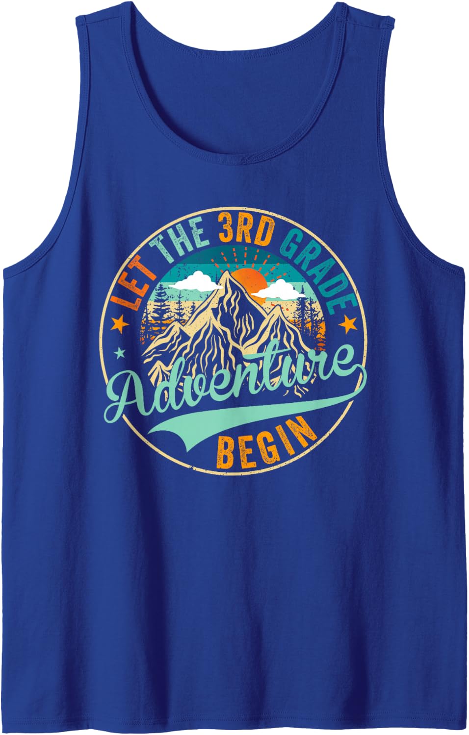 Back to School Let The 3rd Third Grade Adventure Begin Kid Sleeveless Tank Top - Royal Blue