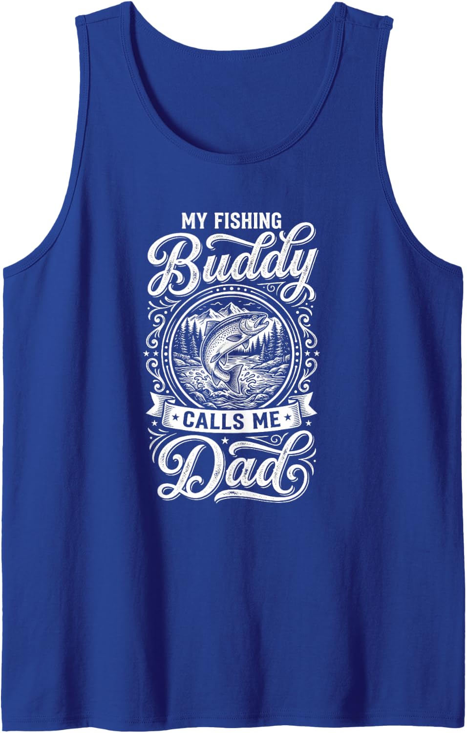 Fishing Buddy Dad Largemouth Bass Father Angler Outdoors Sleeveless Tank Top - Royal Blue