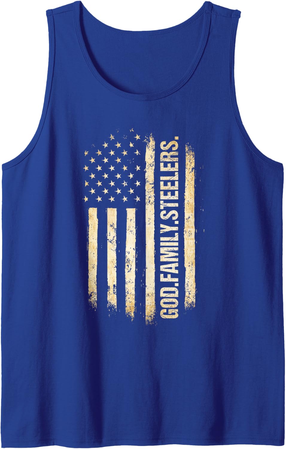 God Family Steelers Pro US American Flag Father's Day Tank Top - Royal Blue