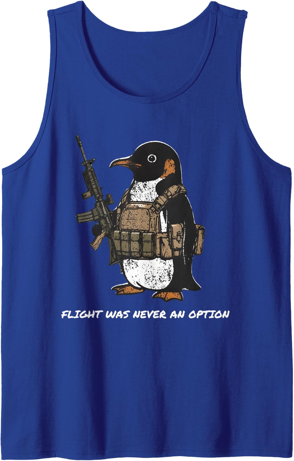 Flight was Never an Option Funny Penguin with Knife Sleeveless Tank Top - Royal Blue