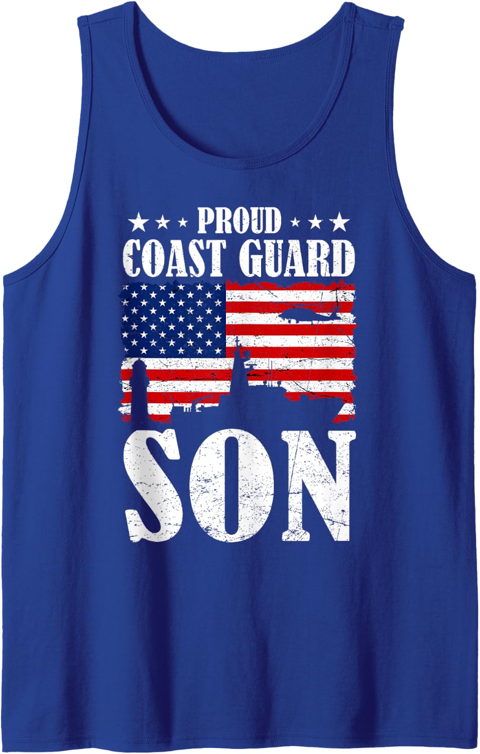 Mens Proud Coast Guard Son Flag USA Coastie Family Matching Tank Top - Royal Blue