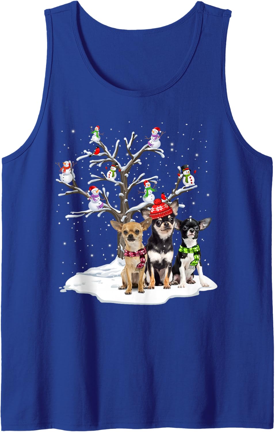 Chihuahua Christmas Snow Tree Snow Man Funny Dog Lover Gift Sleeveless Tank Top - Royal Blue