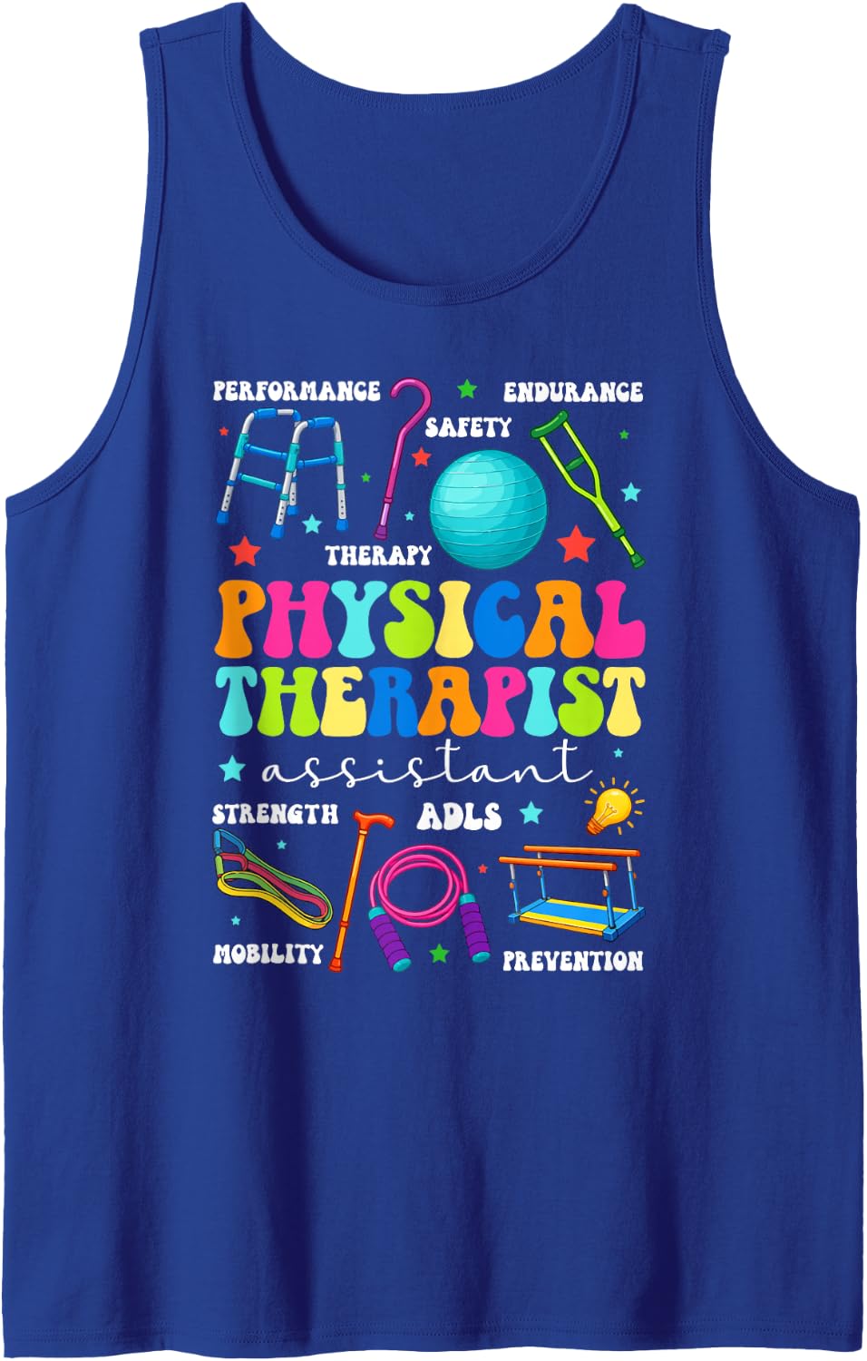 Groovy Physical Therapist Assistant PTA Month Sleeveless Tank Top - Royal Blue