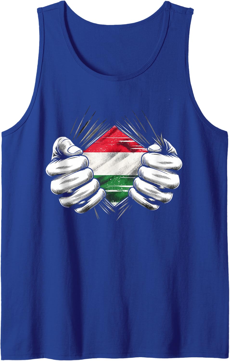 Hungary Flag Ripped Torn Graphic for Men Hungarian Football Sleeveless Tank Top - Royal Blue