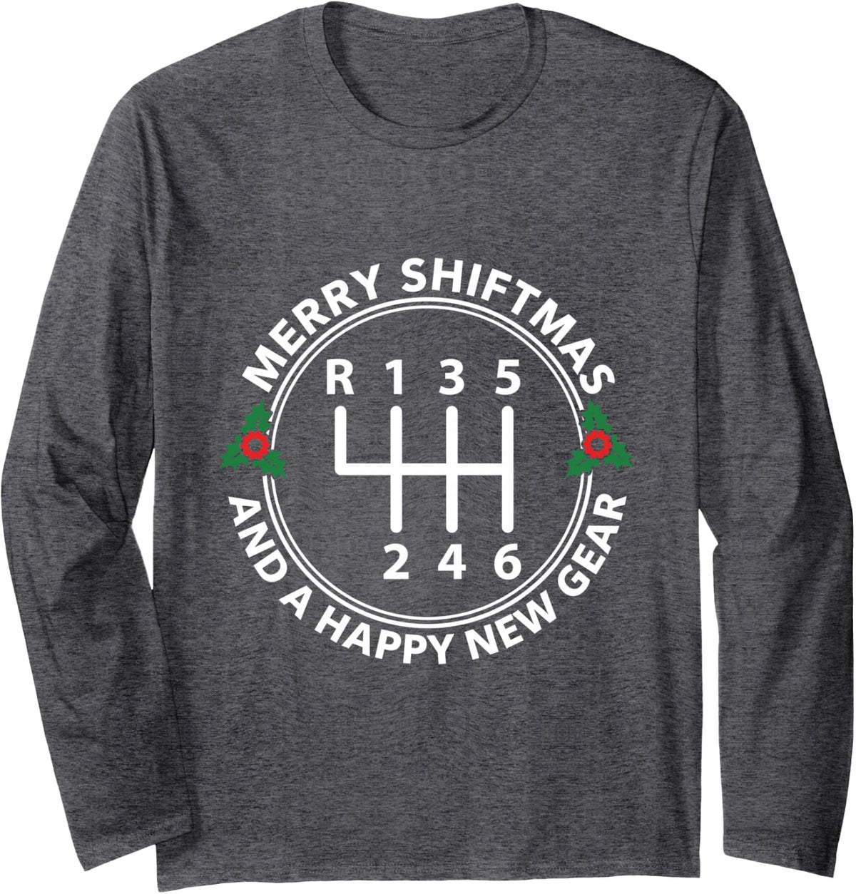 Merry Shiftmas and A Happy New Gear Christmas Carguy Tee Long Sleeve T-Shirt - Adult Unisex Dark Heather Grey