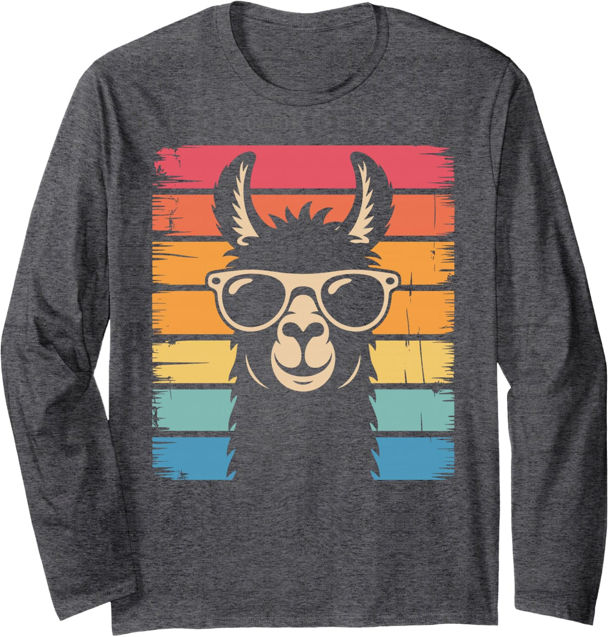 Funny Llama Design for Men Women Kids Llama Lover Gag Llama Long Sleeve T-Shirt - Adult Unisex Dark Heather Grey