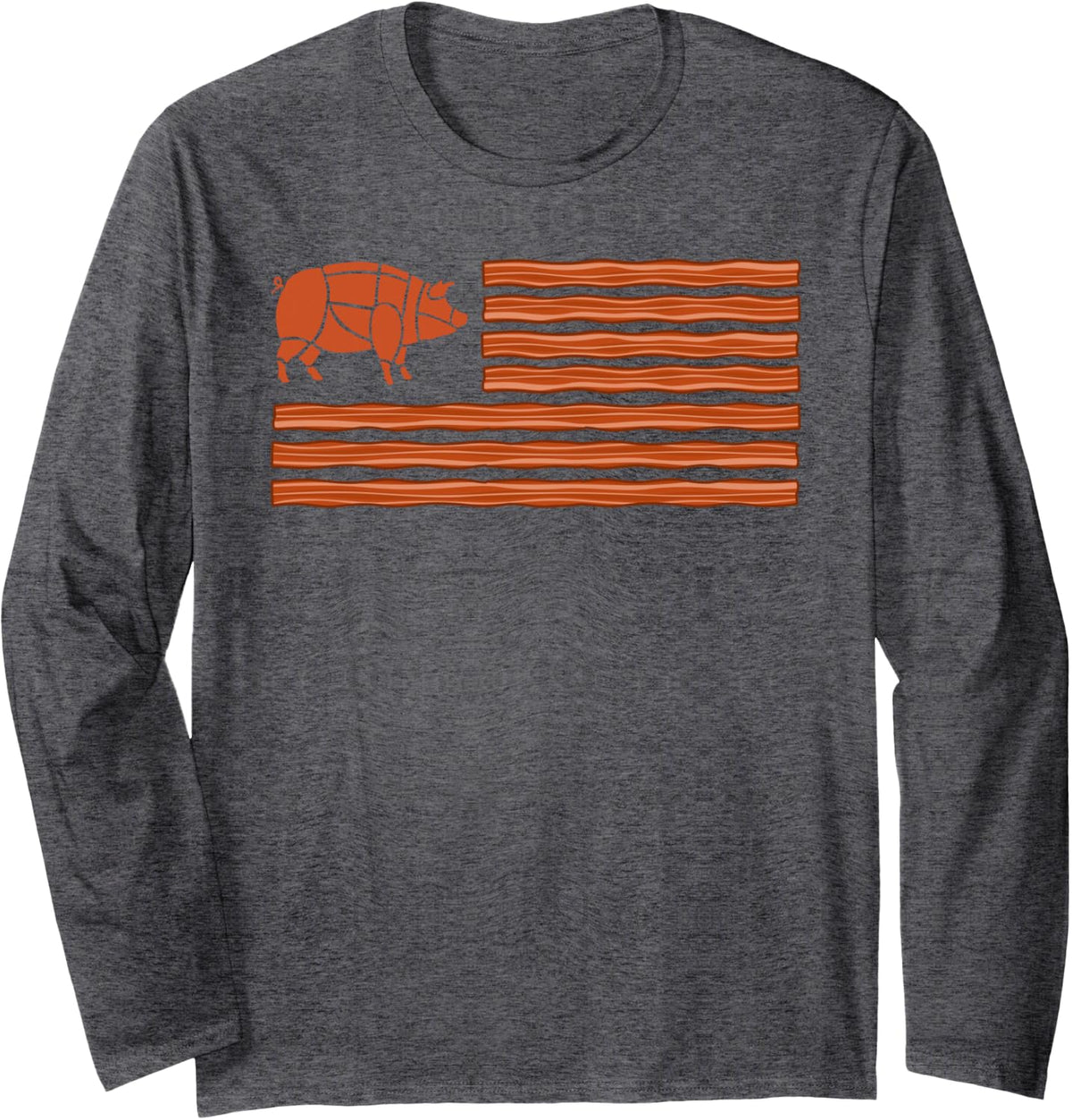 Bacon Costume for Men Women Adults Kids Bacon Lover Bacon Long Sleeve T-Shirt - Adult Unisex Dark Heather Grey