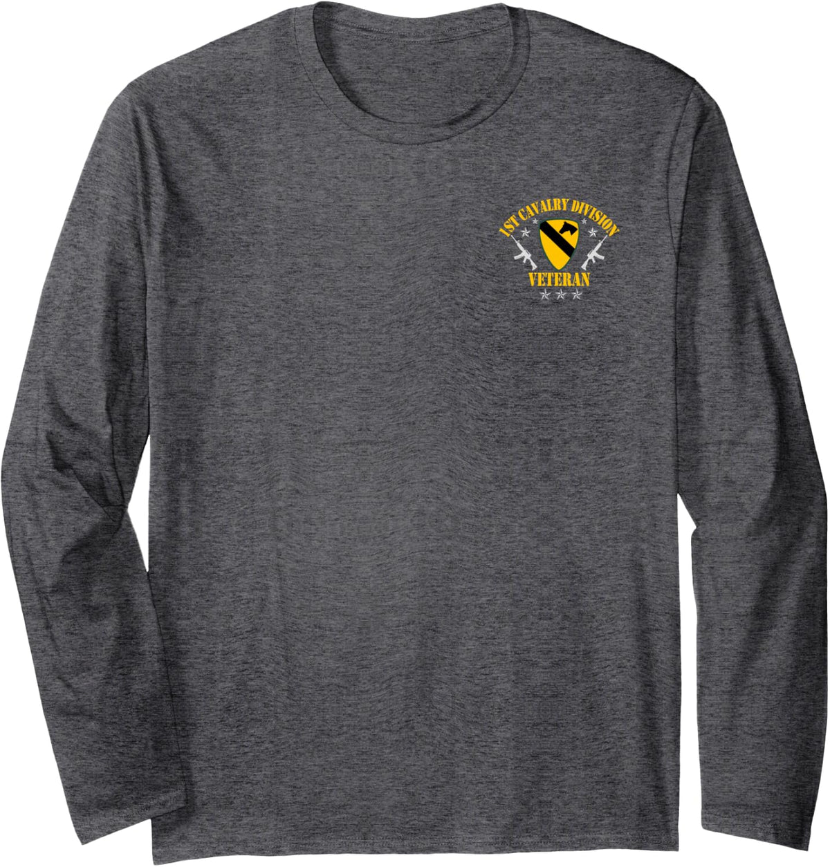 1st Cavalry Division Veteran Shirt for Father's Day Papa Dad Long Sleeve T-Shirt - Adult Unisex Dark Heather Grey