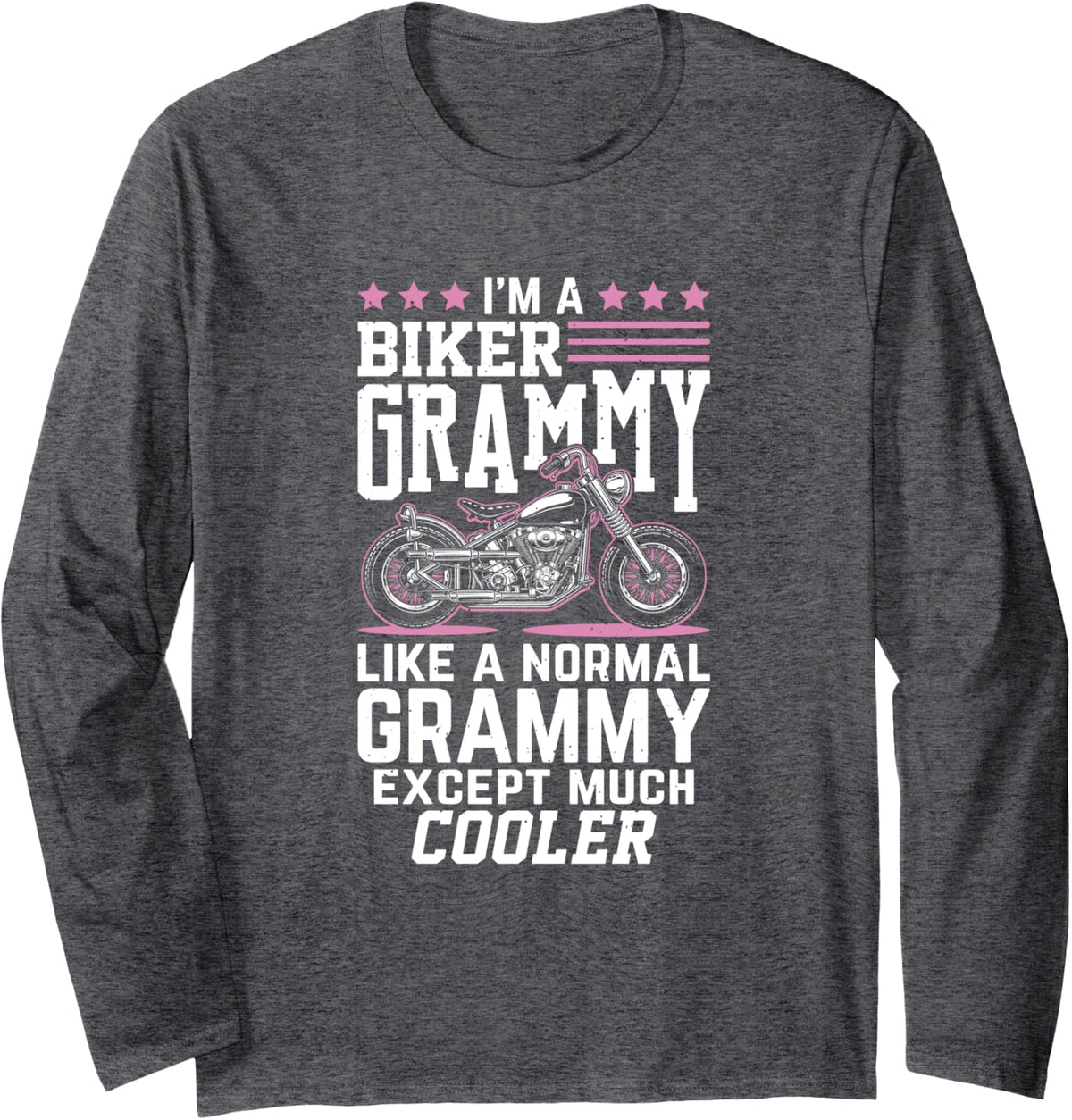Biker Grandma - Motorbike Grammy Biker Grammy Long Sleeve T-Shirt - Adult Unisex Dark Heather Grey
