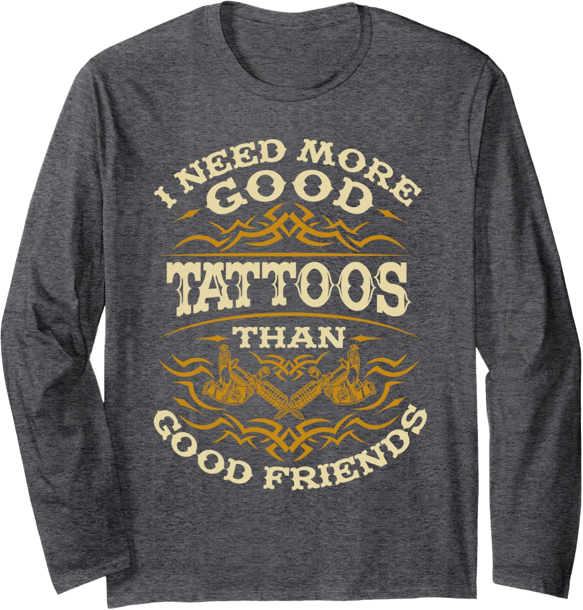 Tattooing Needles Ink Tattoo Lover Tattooist Men Long Sleeve T-Shirt - Adult Unisex Dark Heather Grey