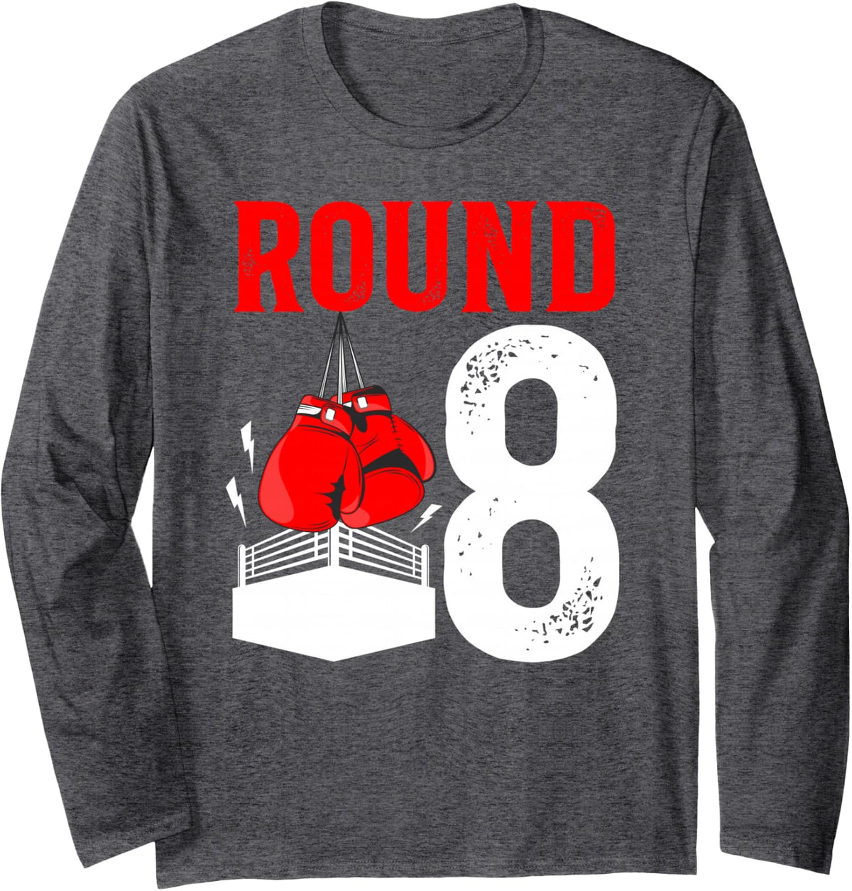 8th Boxing Birthday Eight Year Old Boxer Birthday Long Sleeve T-Shirt - Adult Unisex Dark Heather Grey