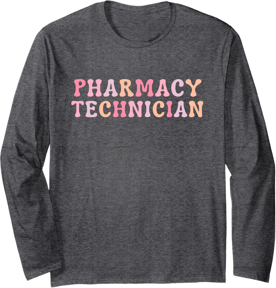 Pharmacy Technician Pharm Tech Long Sleeve T-Shirt - Adult Unisex Dark Heather Grey