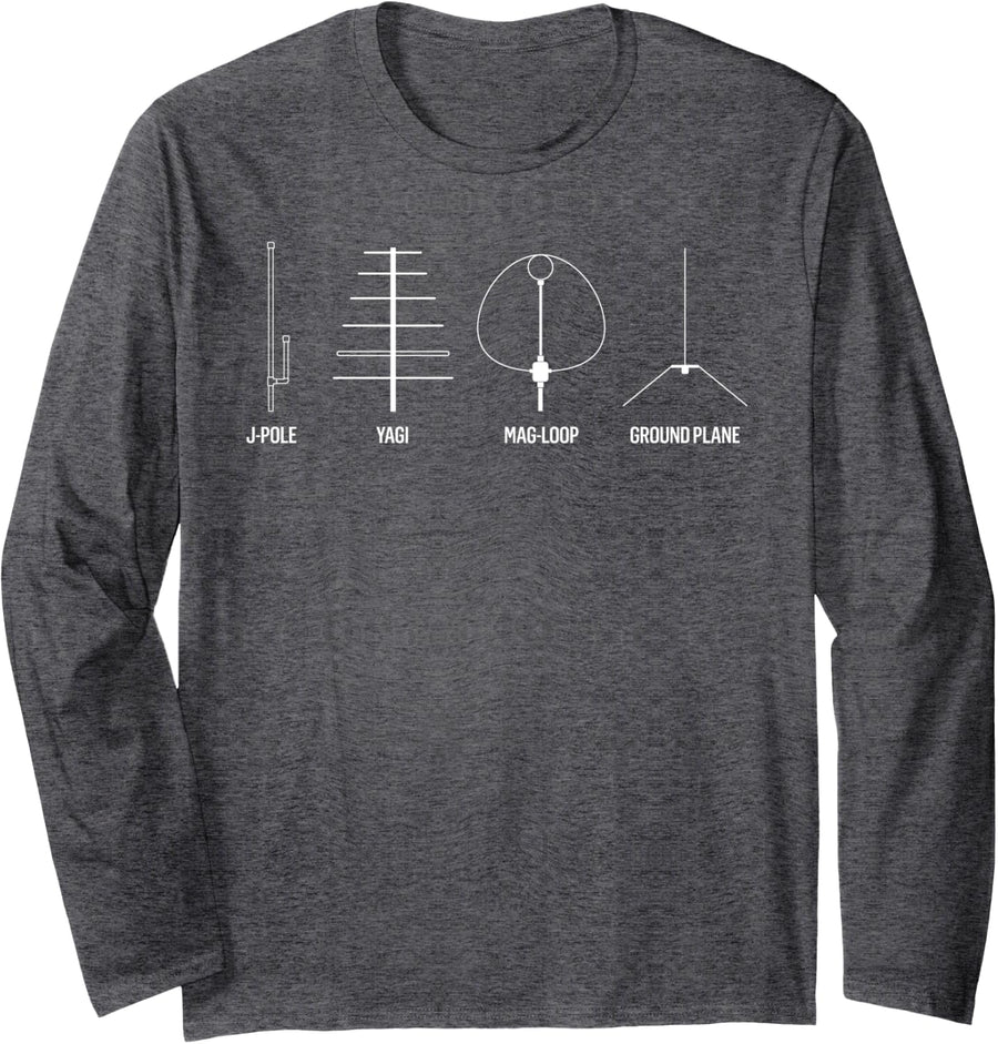 Ham Radio Antennas Collection // Dark Long Sleeve T-Shirt - Adult Unisex Dark Heather Grey