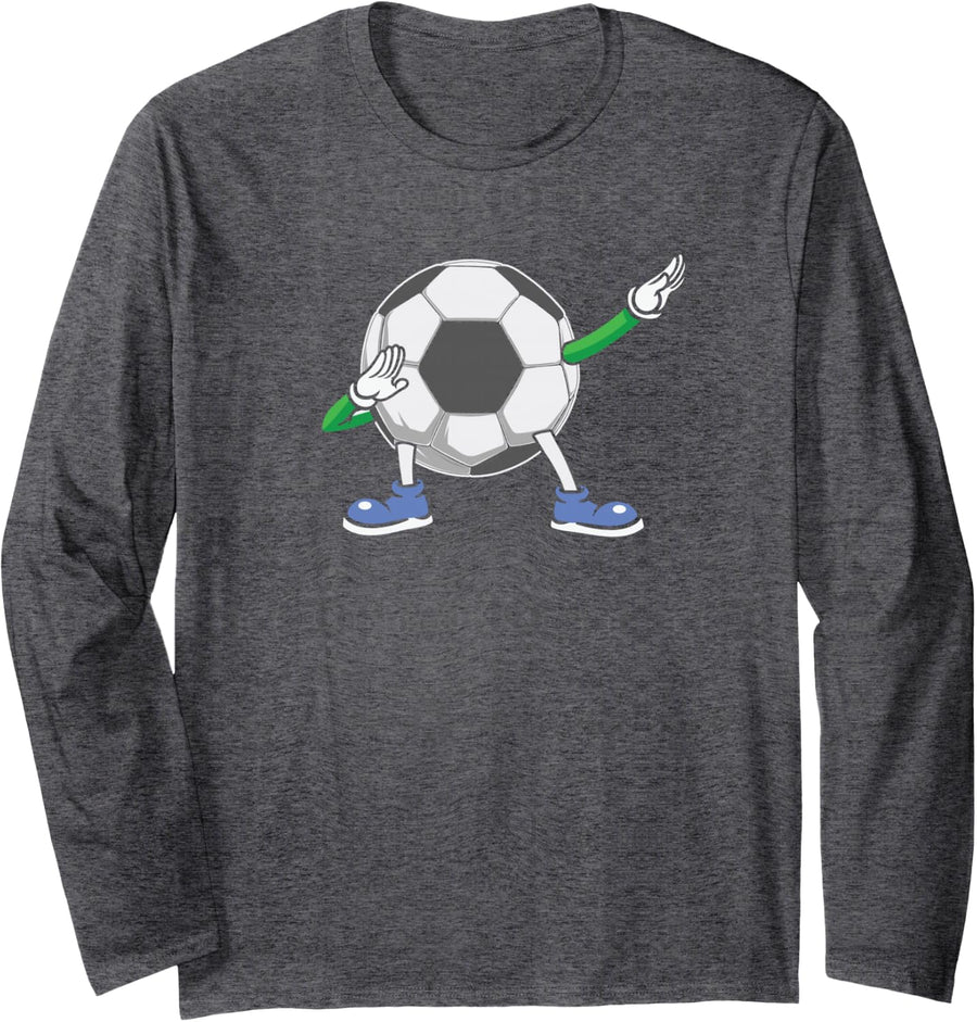 Classic Soccer Player Ball Long Sleeve T-Shirt - Adult Unisex Dark Heather Grey