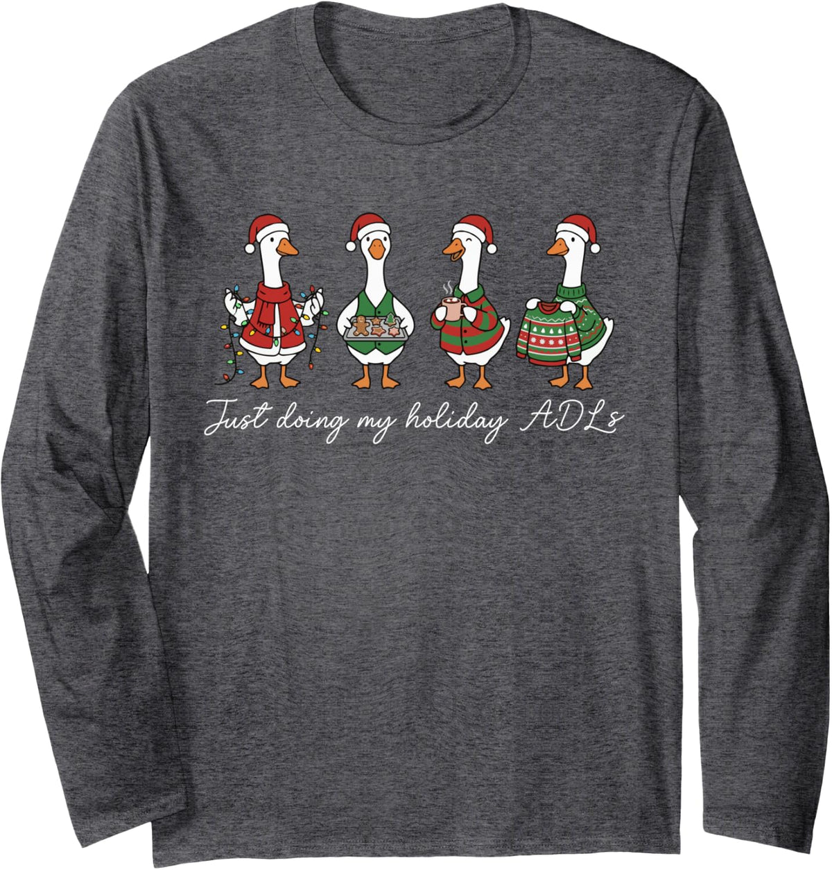 Funny Occupational Therapy Christmas OT Therapist Xmas Party Long Sleeve T-Shirt - Adult Unisex Dark Heather Grey
