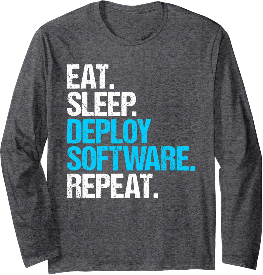 Release Engineer Eat Sleep Routine Long Sleeve T-Shirt - Adult Unisex Dark Heather Grey