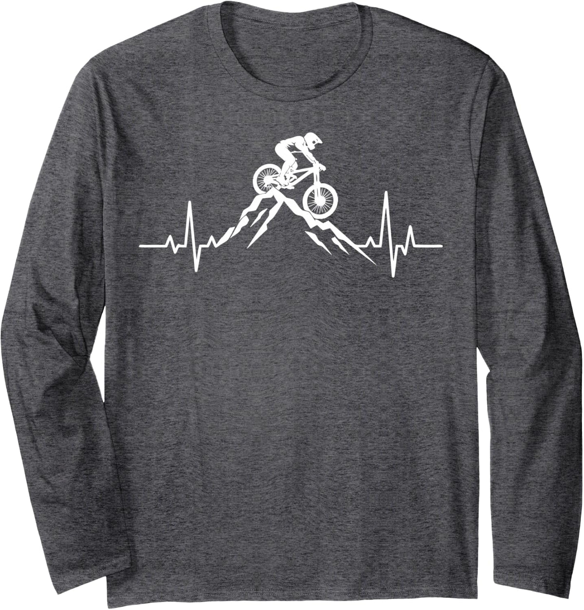 Downhill Mountain Bike Lover Trail Racing MTB Rider Long Sleeve T-Shirt - Adult Unisex Dark Heather Grey