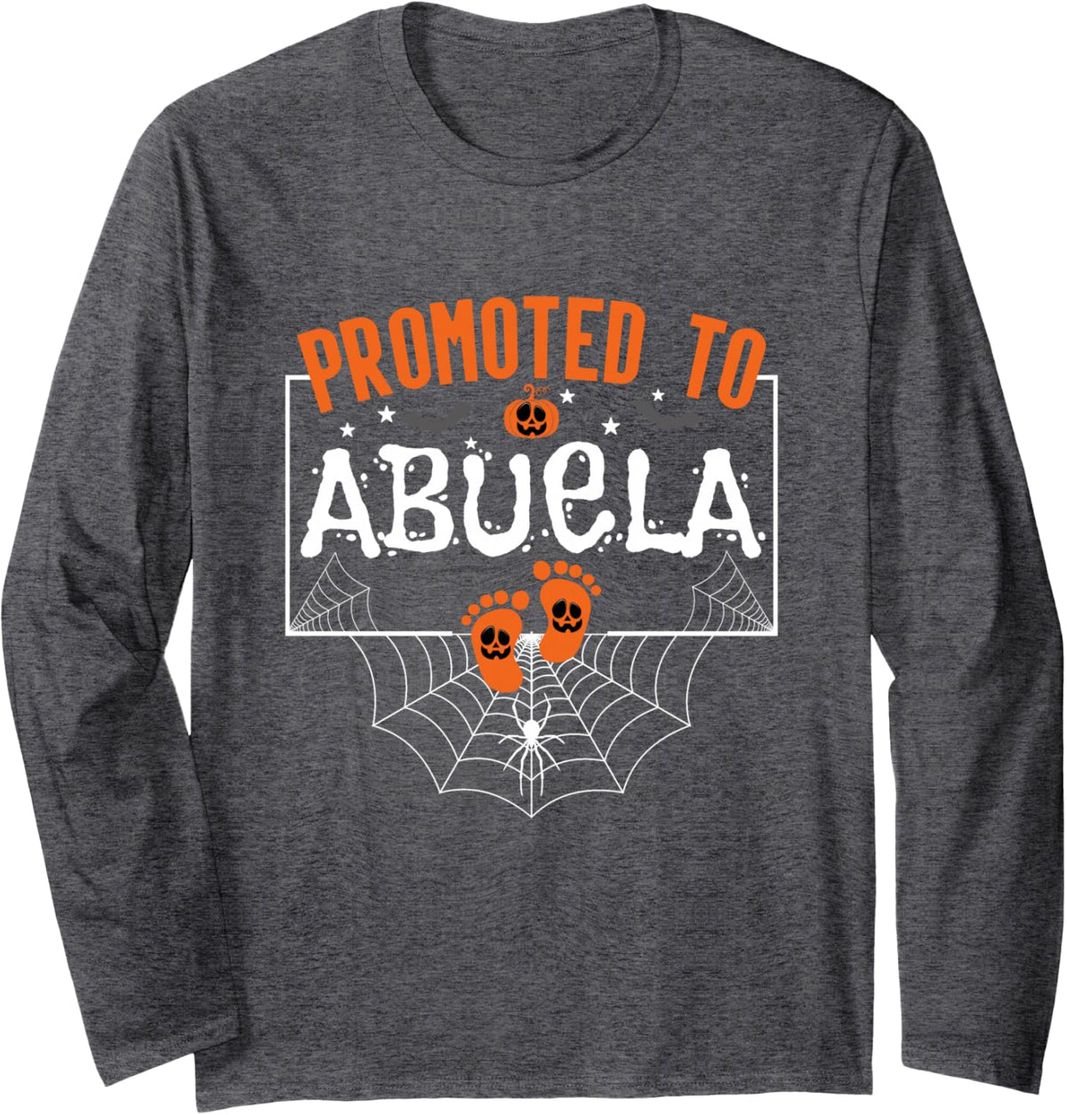 Promoted to Abuela Halloween New Grandma Gender Reveal Long Sleeve T-Shirt - Adult Unisex Dark Heather Grey