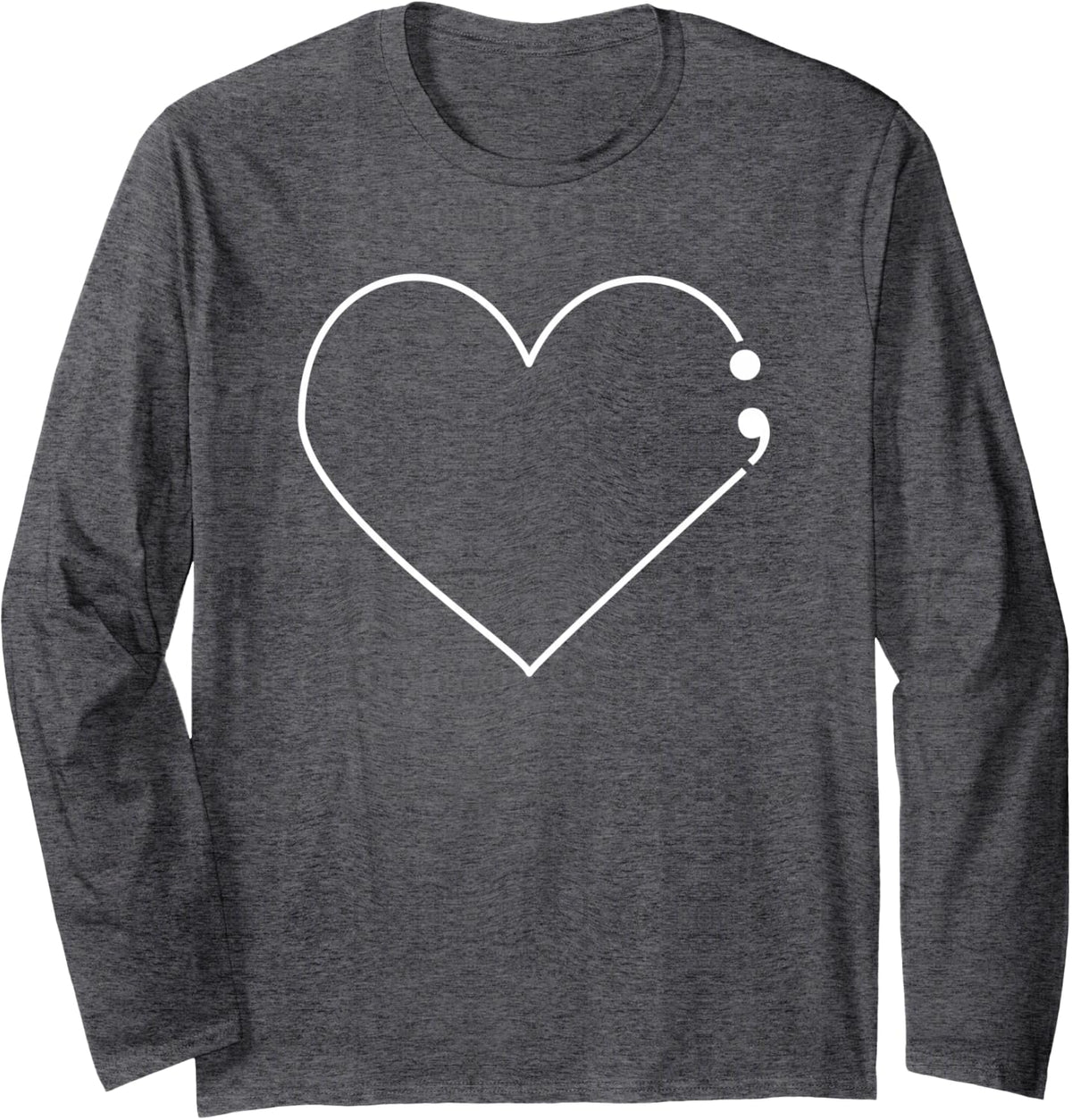 Semicolon Heart Mental Health Awareness Therapist Depressed Long Sleeve T-Shirt - Adult Unisex Dark Heather Grey