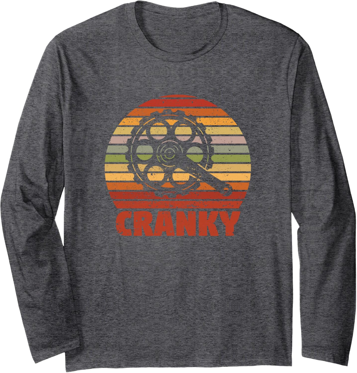 Cranky Funny Bicycle Lover Crank Cycling Biker Mountain Bike Long Sleeve T-Shirt - Adult Unisex Dark Heather Grey