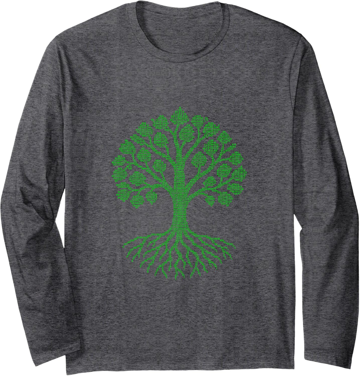 Binary Tree Programmer Coding Computer Science Developer Long Sleeve T-Shirt - Adult Unisex Dark Heather Grey