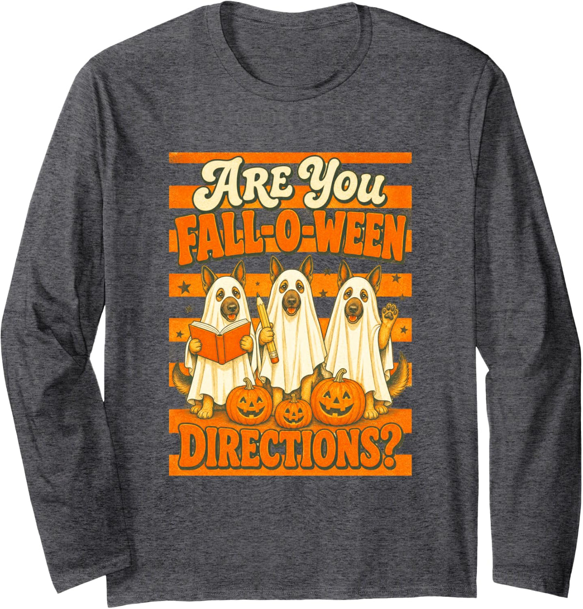 Halloween Long Sleeve T-Shirt - Adult Unisex Dark Heather Grey