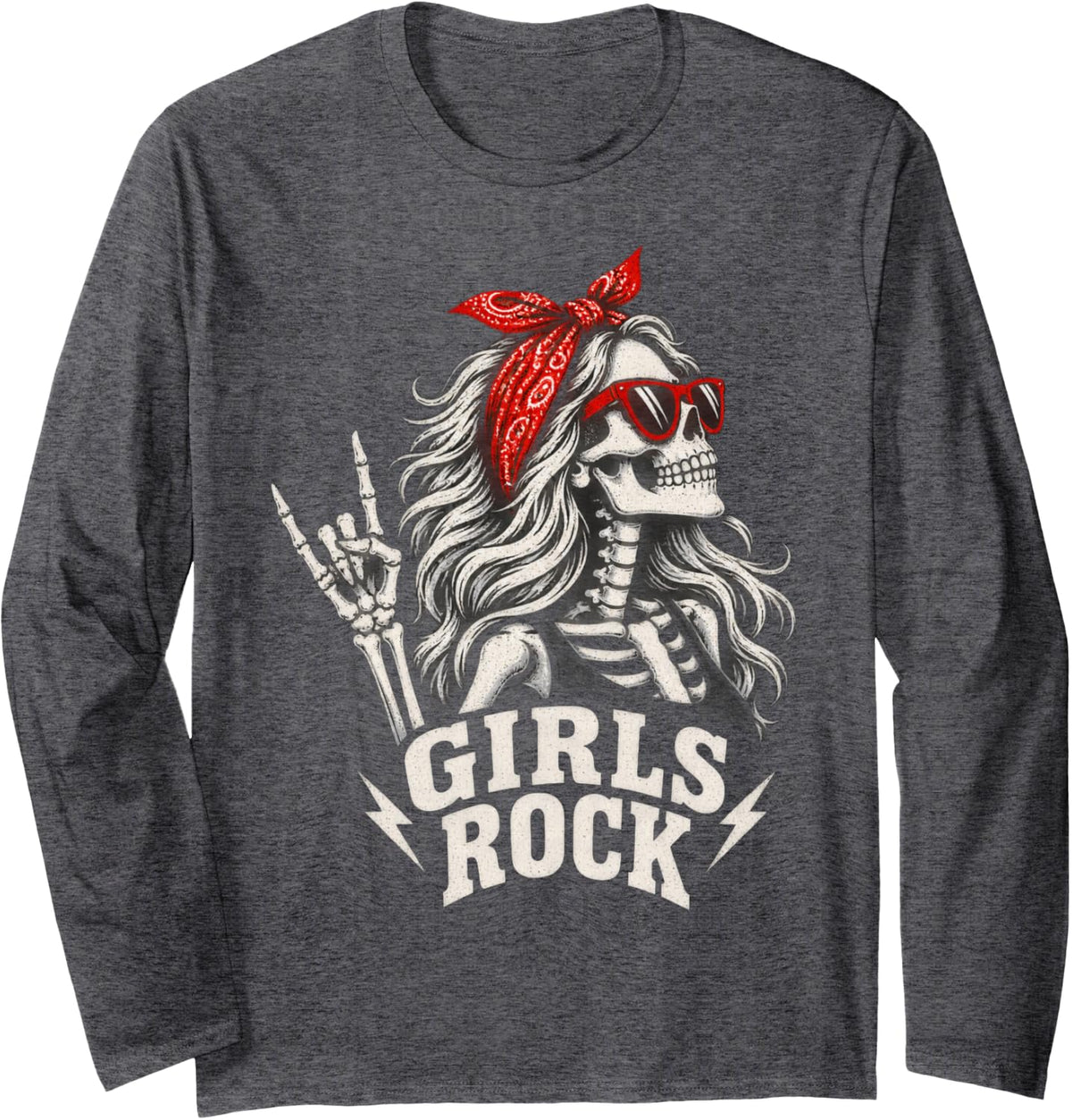 with Sunglasses Long Sleeve T-Shirt - Adult Unisex Dark Heather Grey
