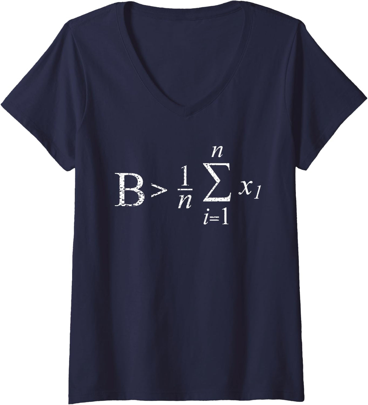 Women's Be (B) Greater Than Average Arithmetic Mean Math Teacher V-Neck T-Shirt - Navy Blue