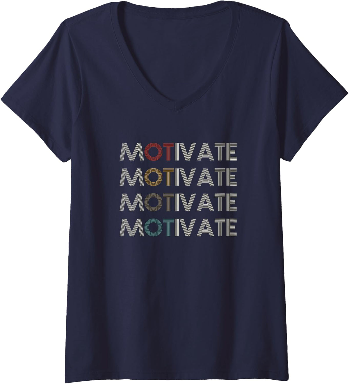 Women's Motivate Occupational Therapy OT Therapist V-Neck T-Shirt - Navy Blue