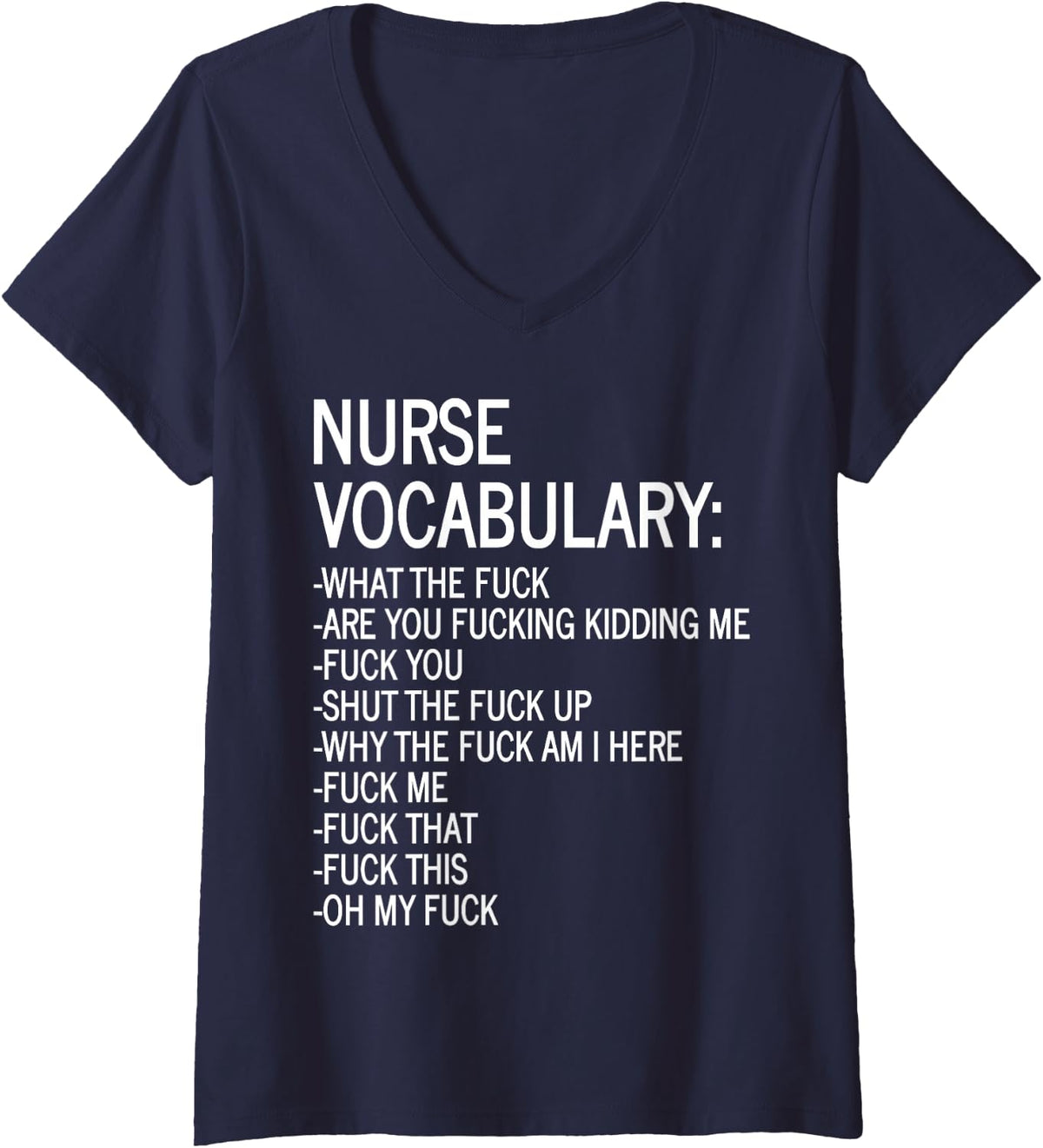 Women's Nurse Vocabulary V-Neck T-Shirt - Navy Blue