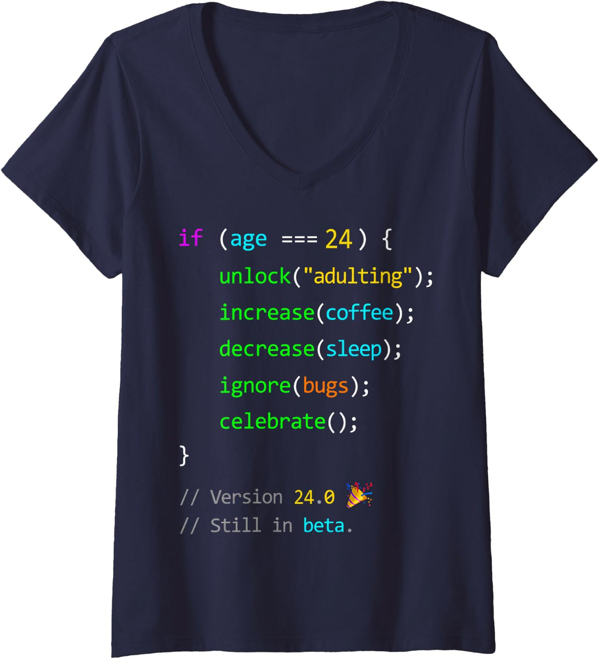Women's 34th Birthday 34 Years Old Coder Humor Programmer Men V-Neck T-Shirt - Navy Blue