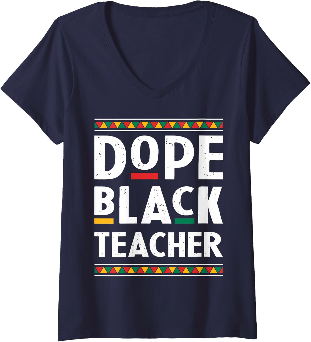 Women's Dope Black Teacher Juneteenth Black History Month Women Men V-Neck T-Shirt - Navy Blue