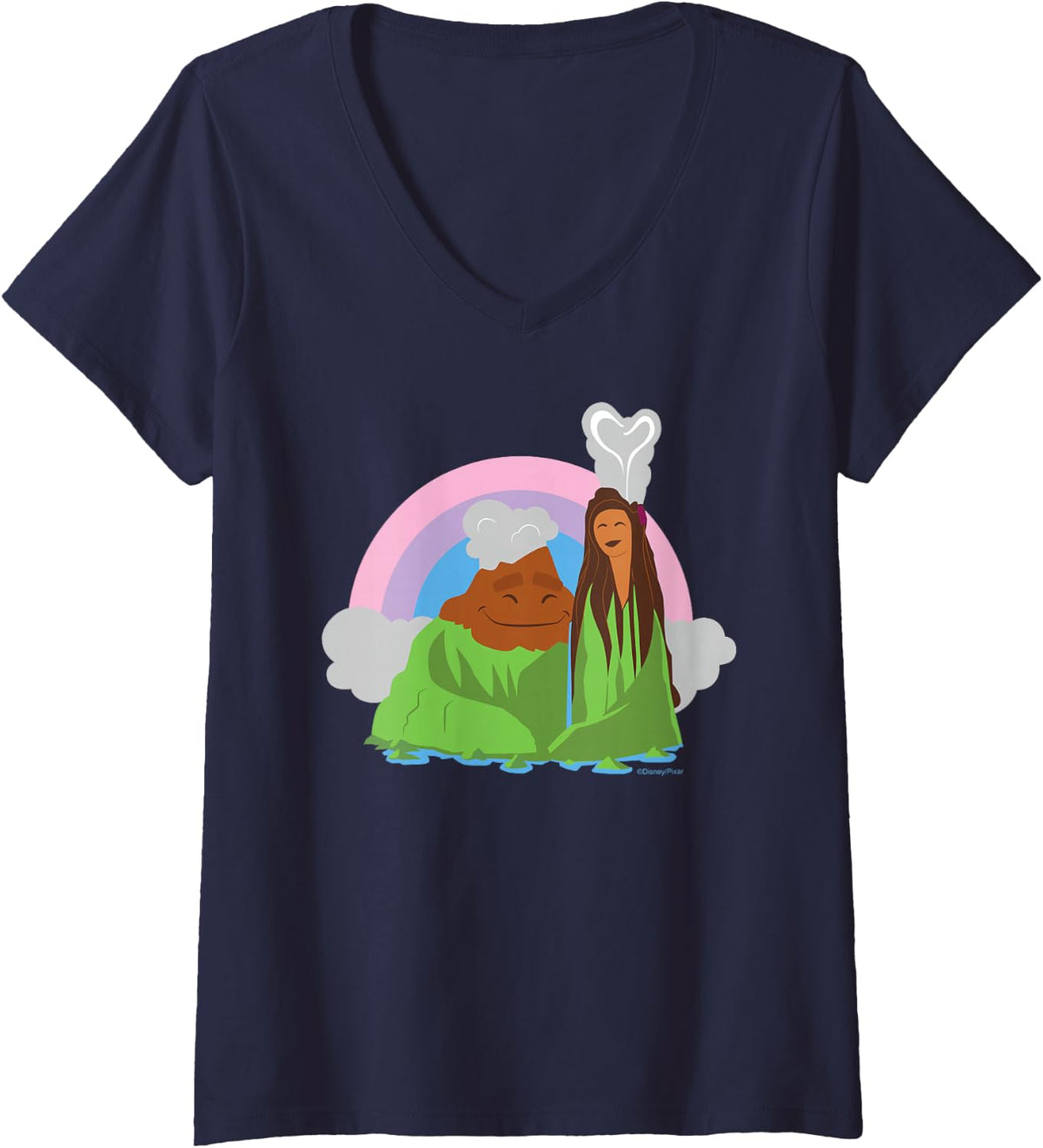 Womens Disney and Pixar's I Lava You Romantic Valentine's Day V-Neck T-Shirt - Navy Blue
