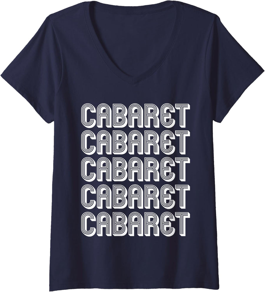 Womens Cabaret Lover V-Neck T-Shirt - Navy Blue
