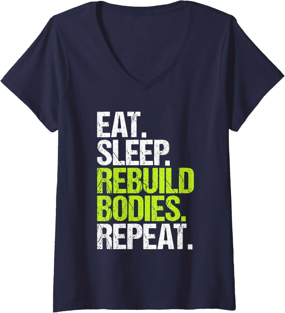 Women's Plastic Surgeon Eat Sleep Routine V-Neck T-Shirt - Navy Blue