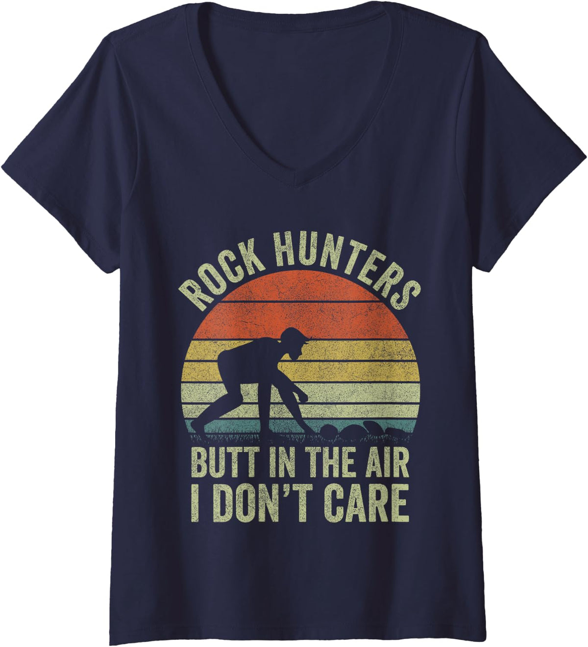Women's Rock Hunter Shirt for Men Women, Rock Collector Geologist V-Neck T-Shirt - Navy Blue