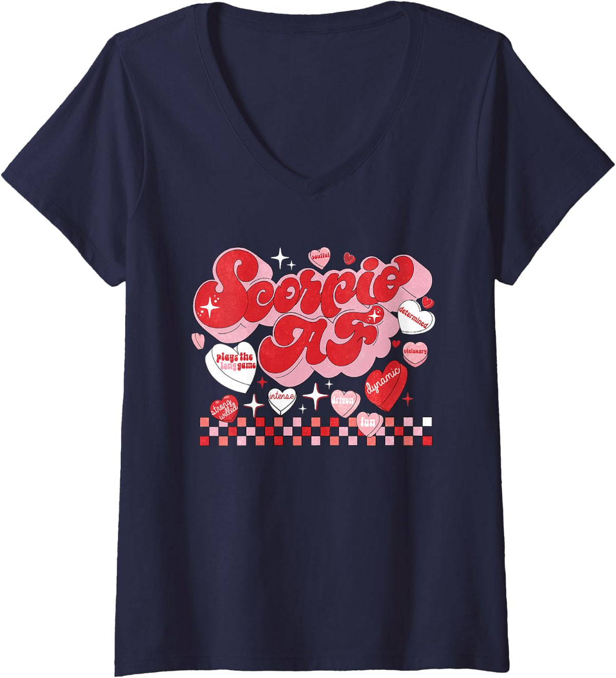 Women's Scorpio AF Astrological Identity V-Neck T-Shirt - Navy Blue