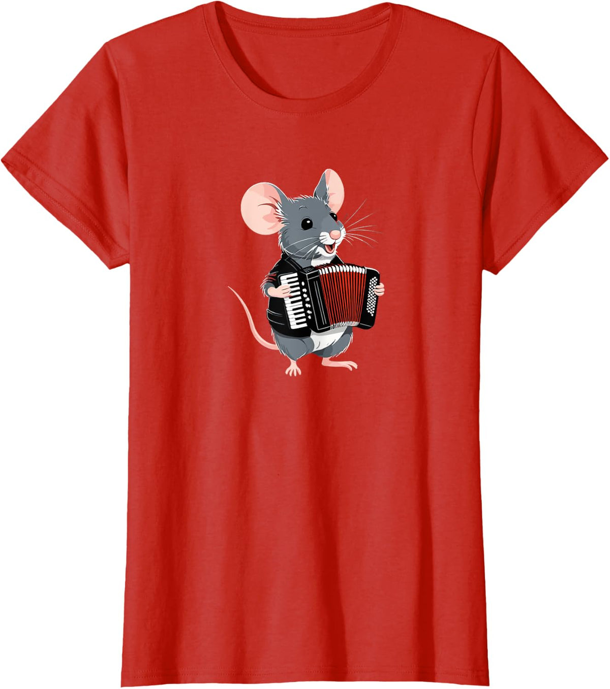 Mouse playing Accordion T-Shirt - Red