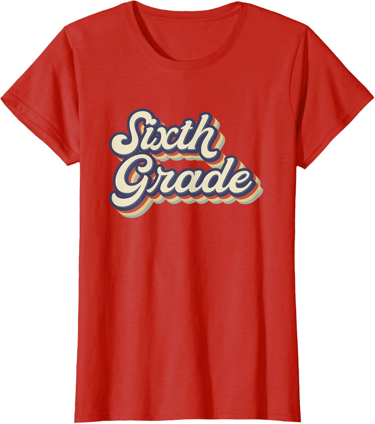 6th Grade Teacher Shirts for Teachers Retro Vintage Sixth Grade Teacher Team Tees T-Shirt - Red