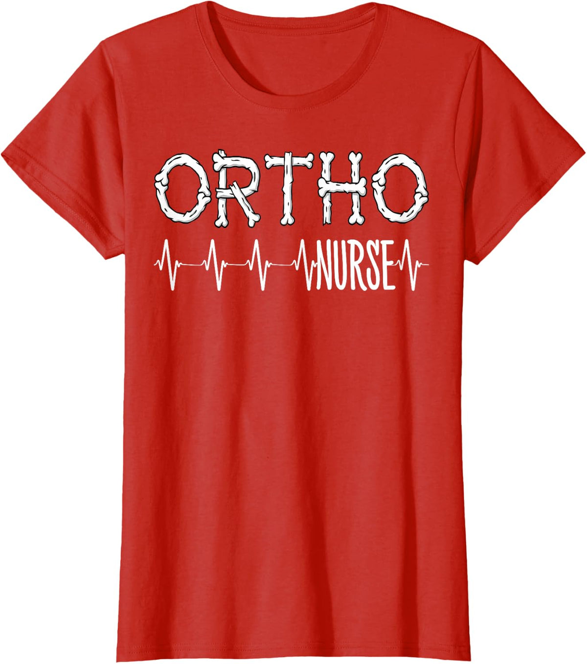 Orthopedic Nurse Heartbeat Tee Ortho Nurse RN T-Shirt Gifts For Nurses - Red