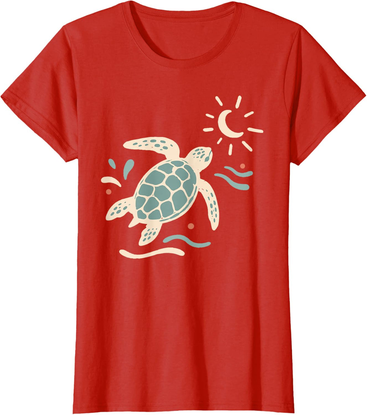Cute Sea Turtle Beach Ocean Summer Coastal T-Shirt - Red
