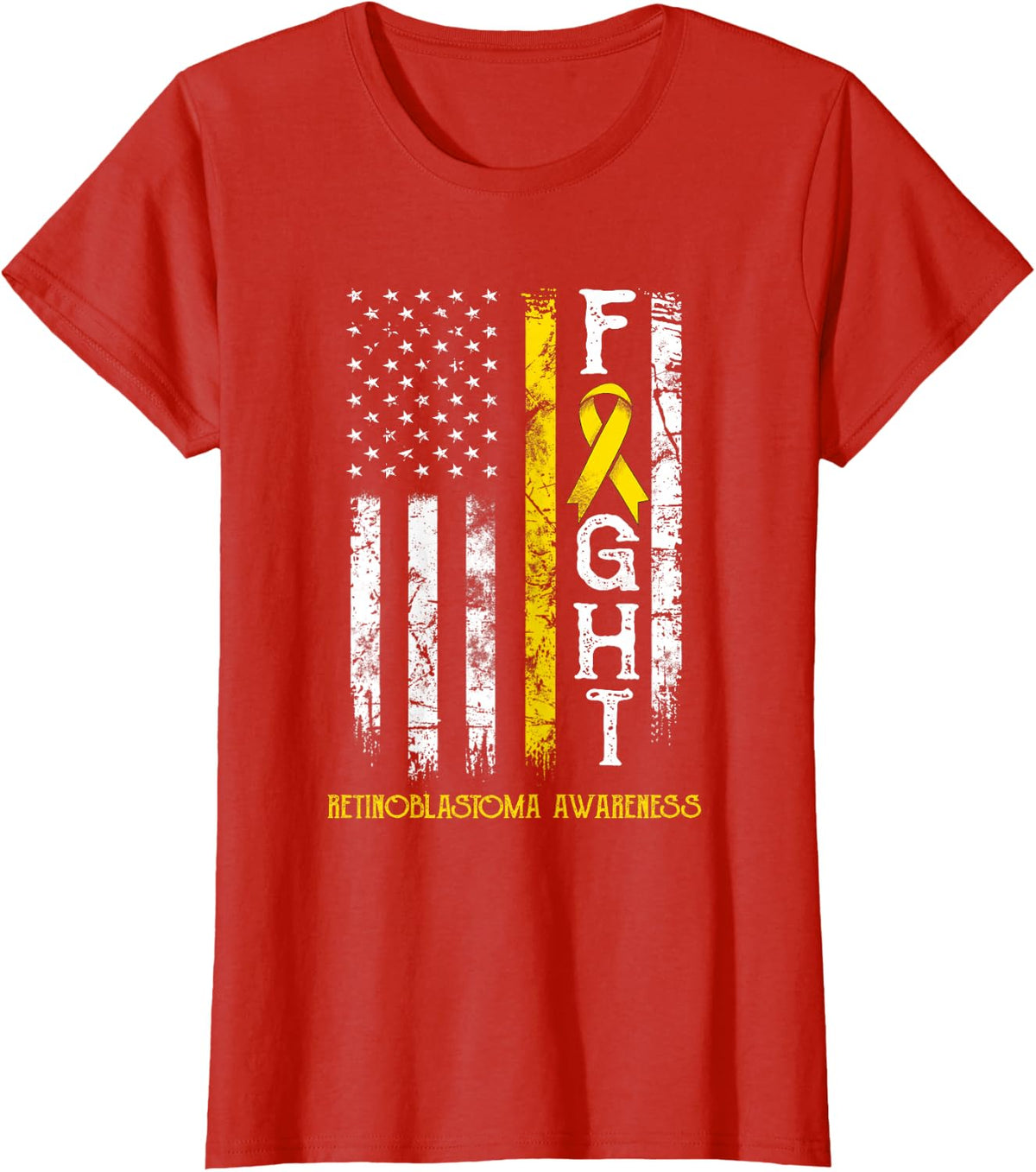 Retinoblastoma Warrior US Flag T-Shirt - Red