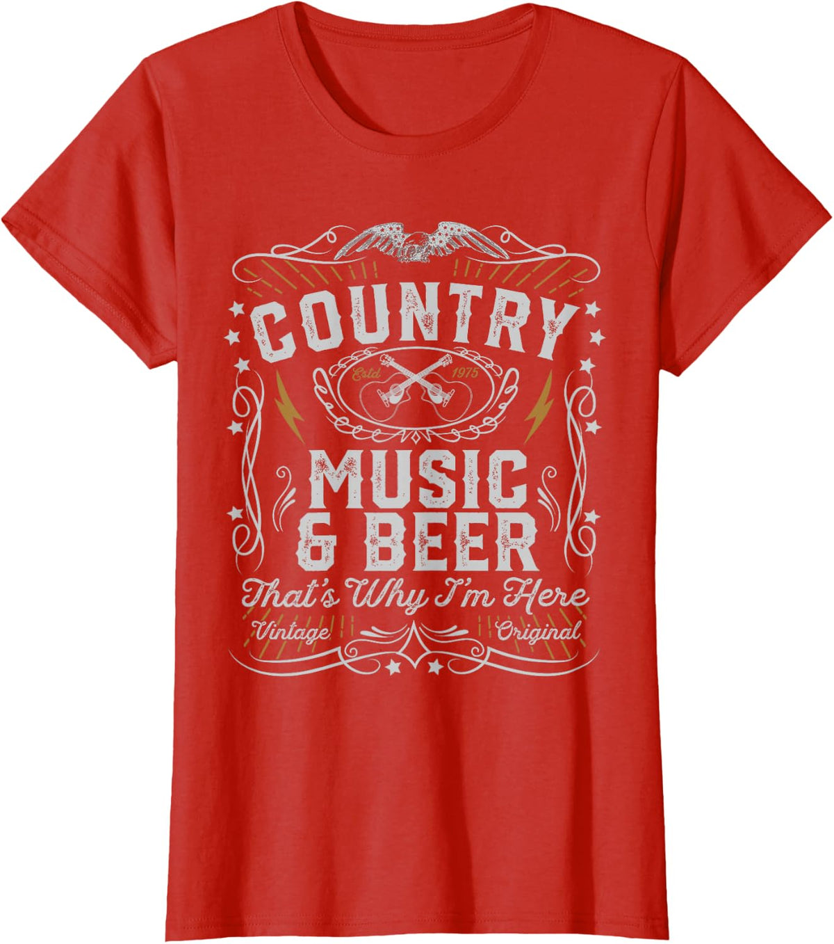 Country Music And Beer Thats Why I'm Here Womens Gift Idea T-Shirt - Red