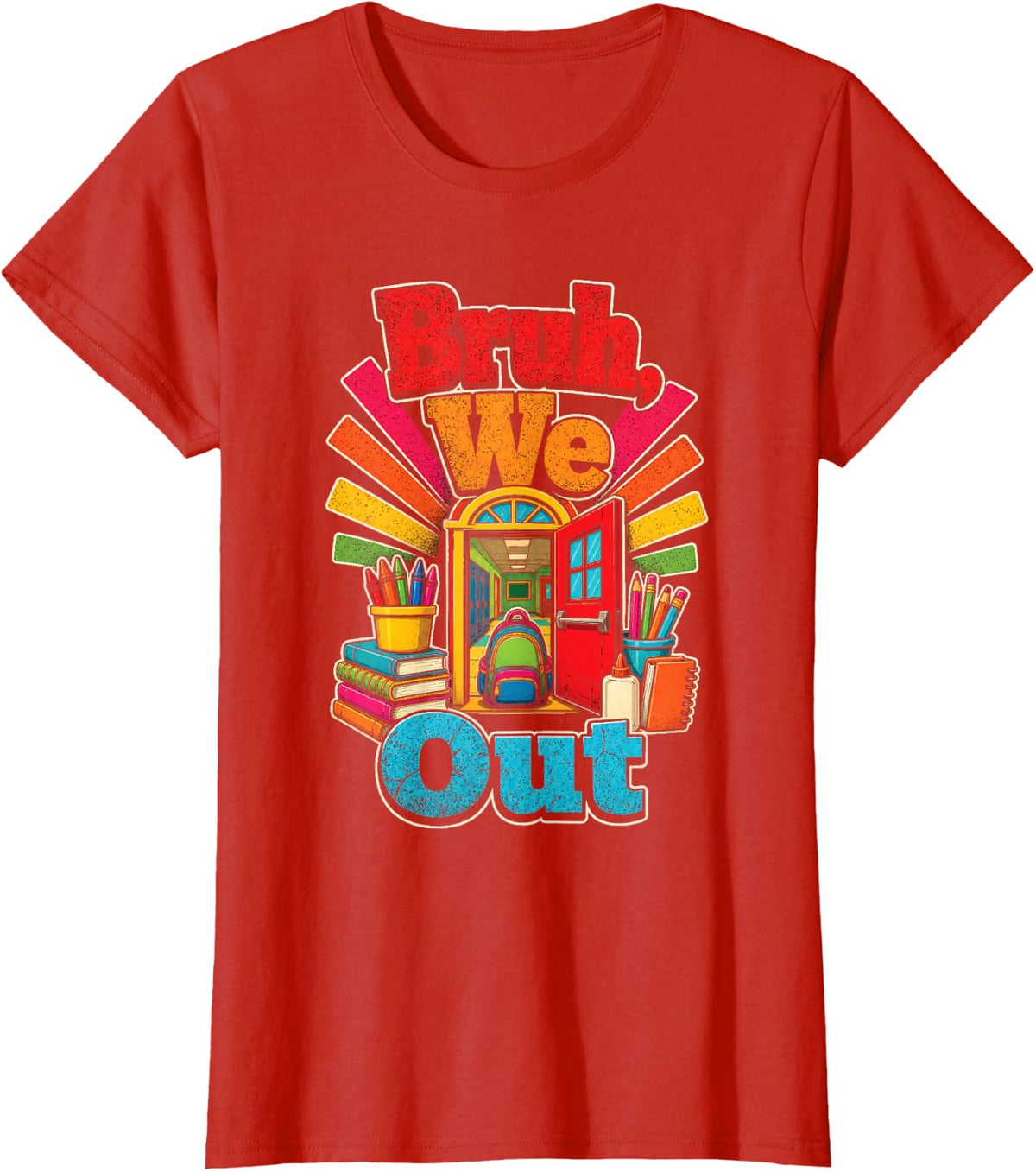3rd Grade Bruh We Out Retro Elementary School Kids Gift T-Shirt - Red