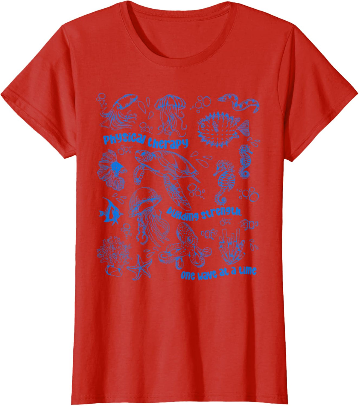 Physical Therapy Sea Ocean Animal Tees PT Physical Therapist T Shirts - Red