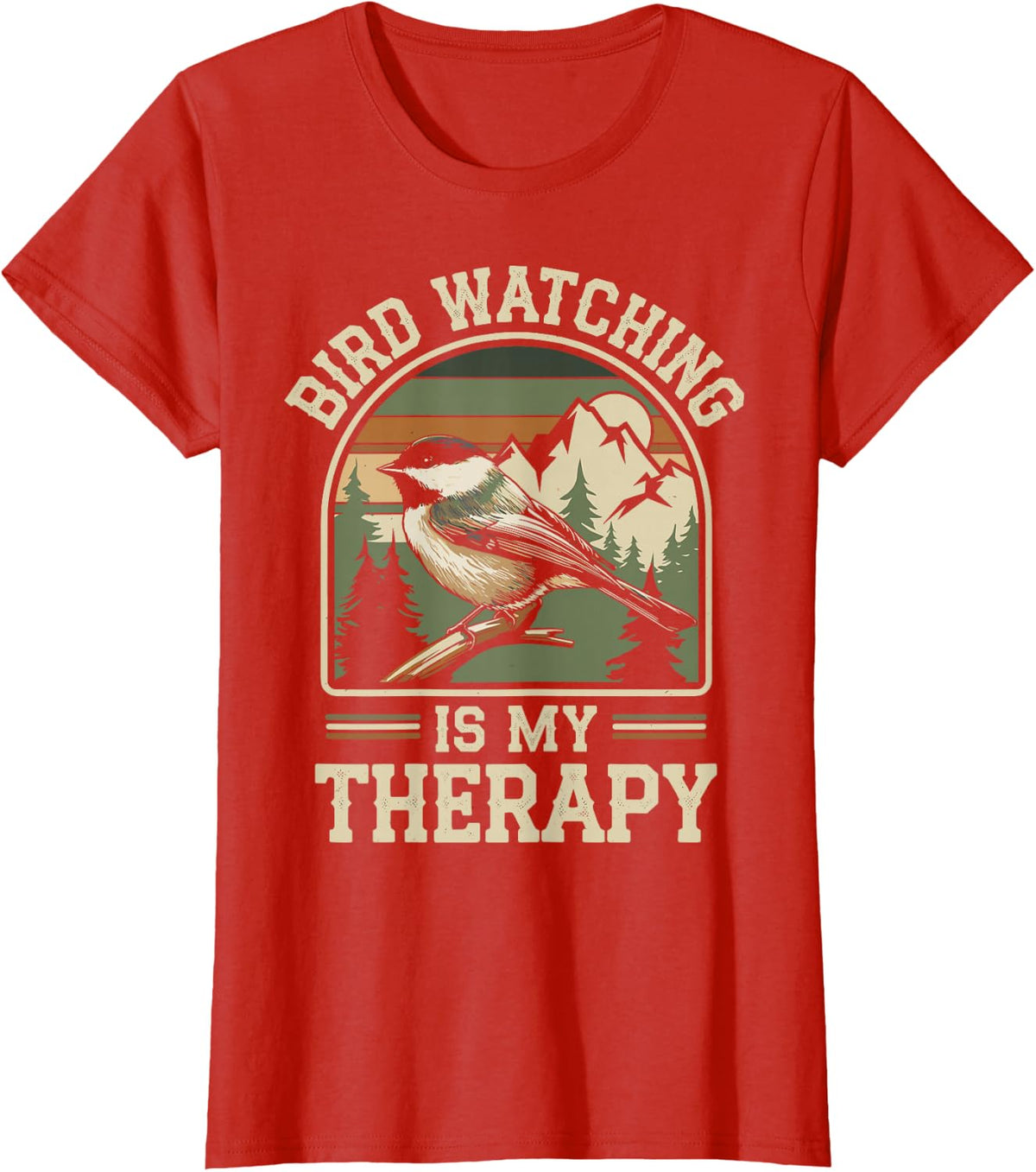 Bird Watching Is My Therapy Birdwatching Birdwatcher Birder T-Shirt - Red