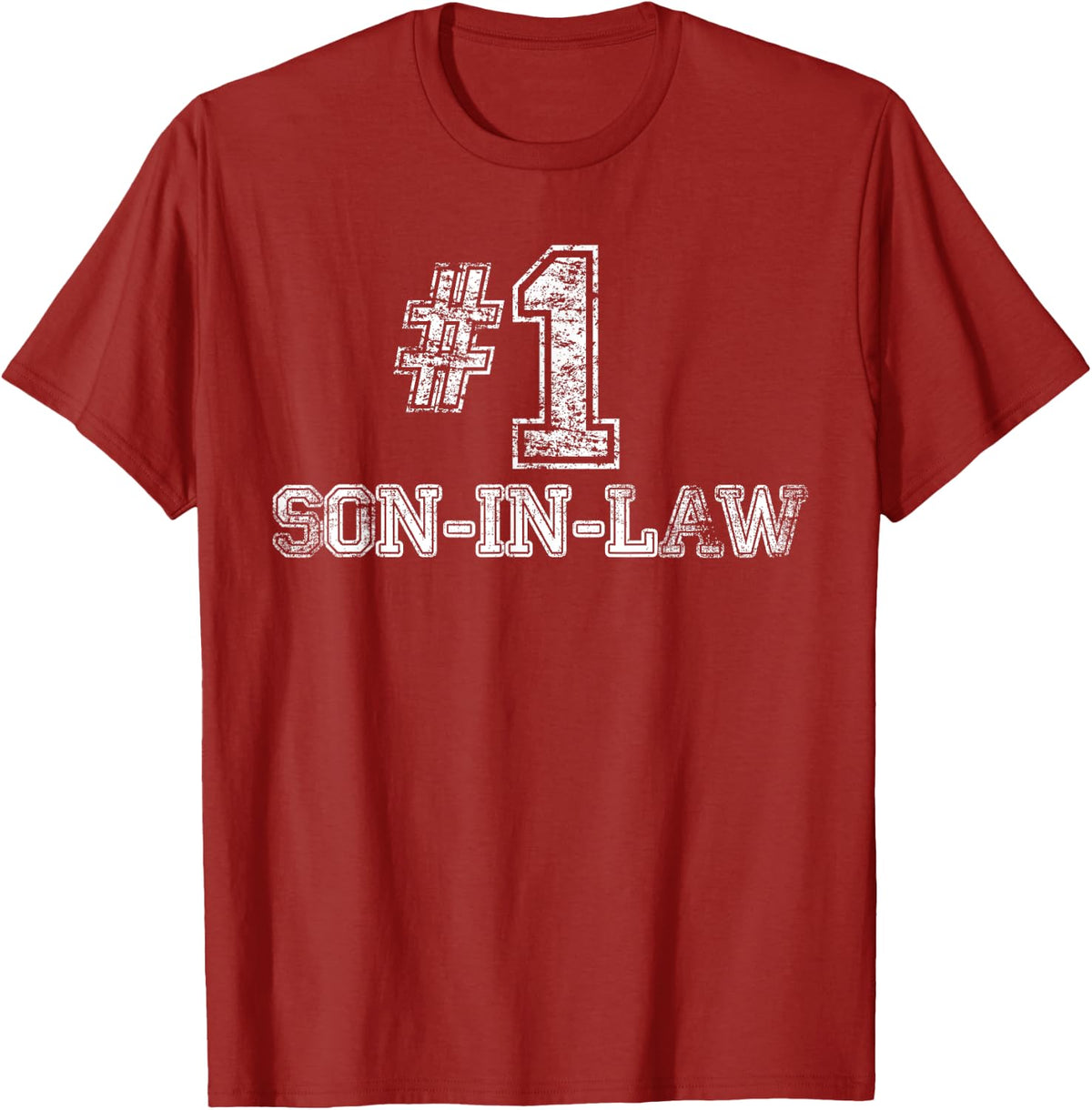 Mens #1 Son In Law T Shirt - Number One Great Gift Idea Tee - Cranberry Red