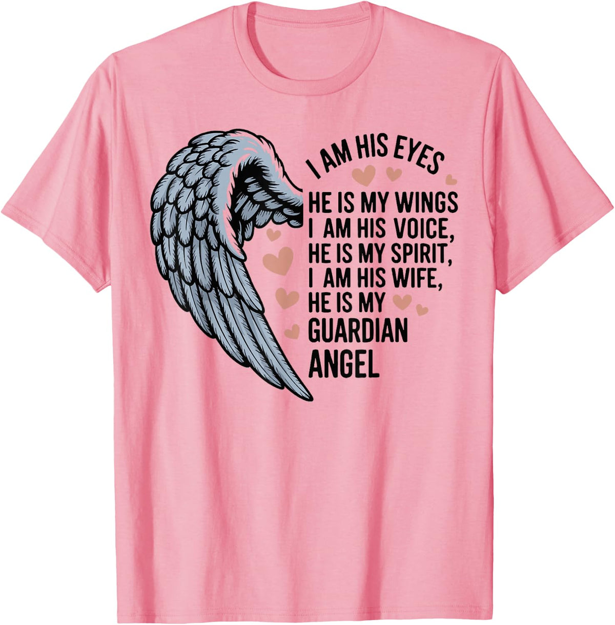 Husband Guardian Angel Widow Quote Widowed Wife Memorial Day T-Shirt - Pink