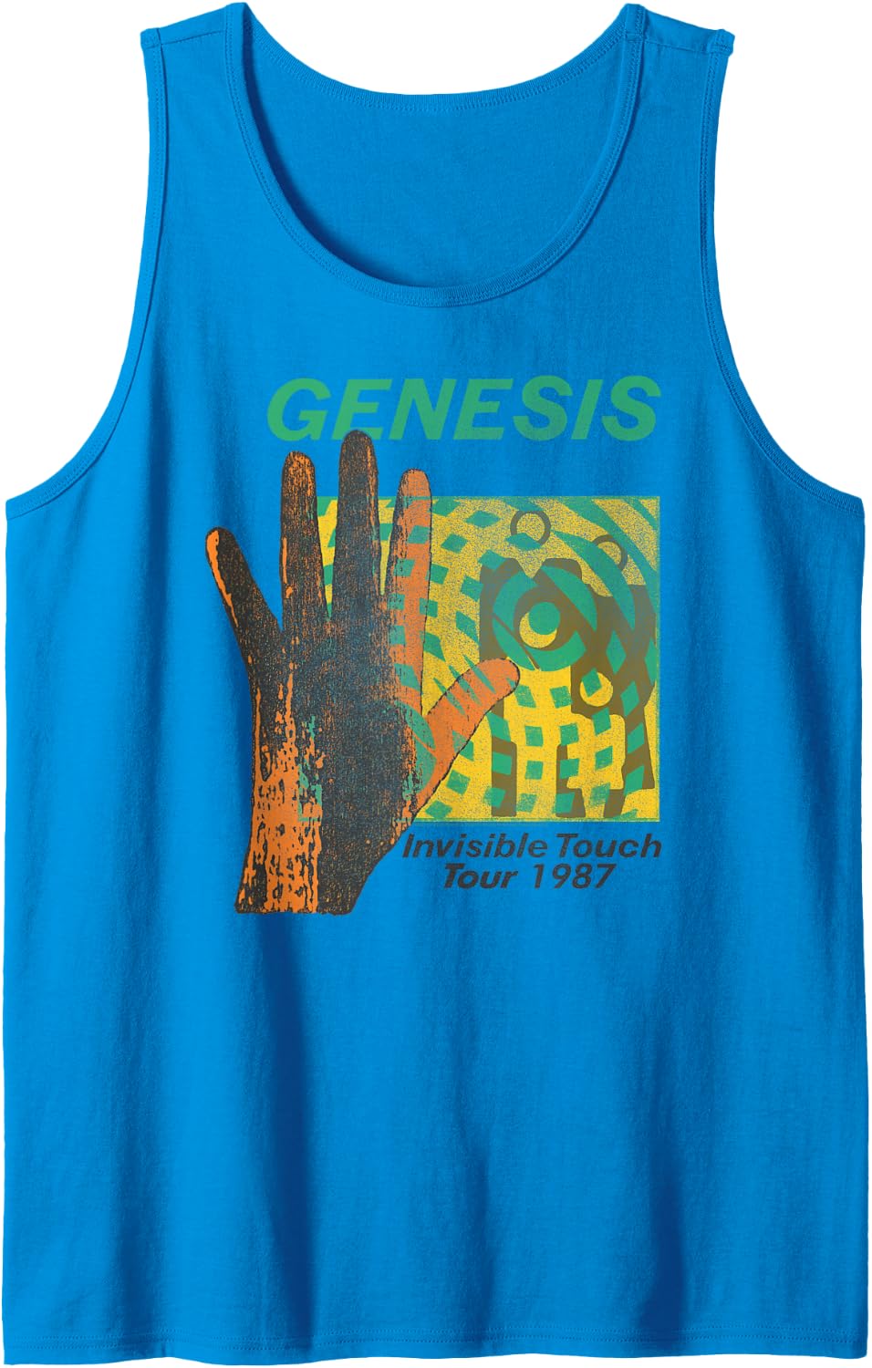 Official Genesis Invisible Touch Tour 1987 Art Rock Tank Top - Sapphire Blue