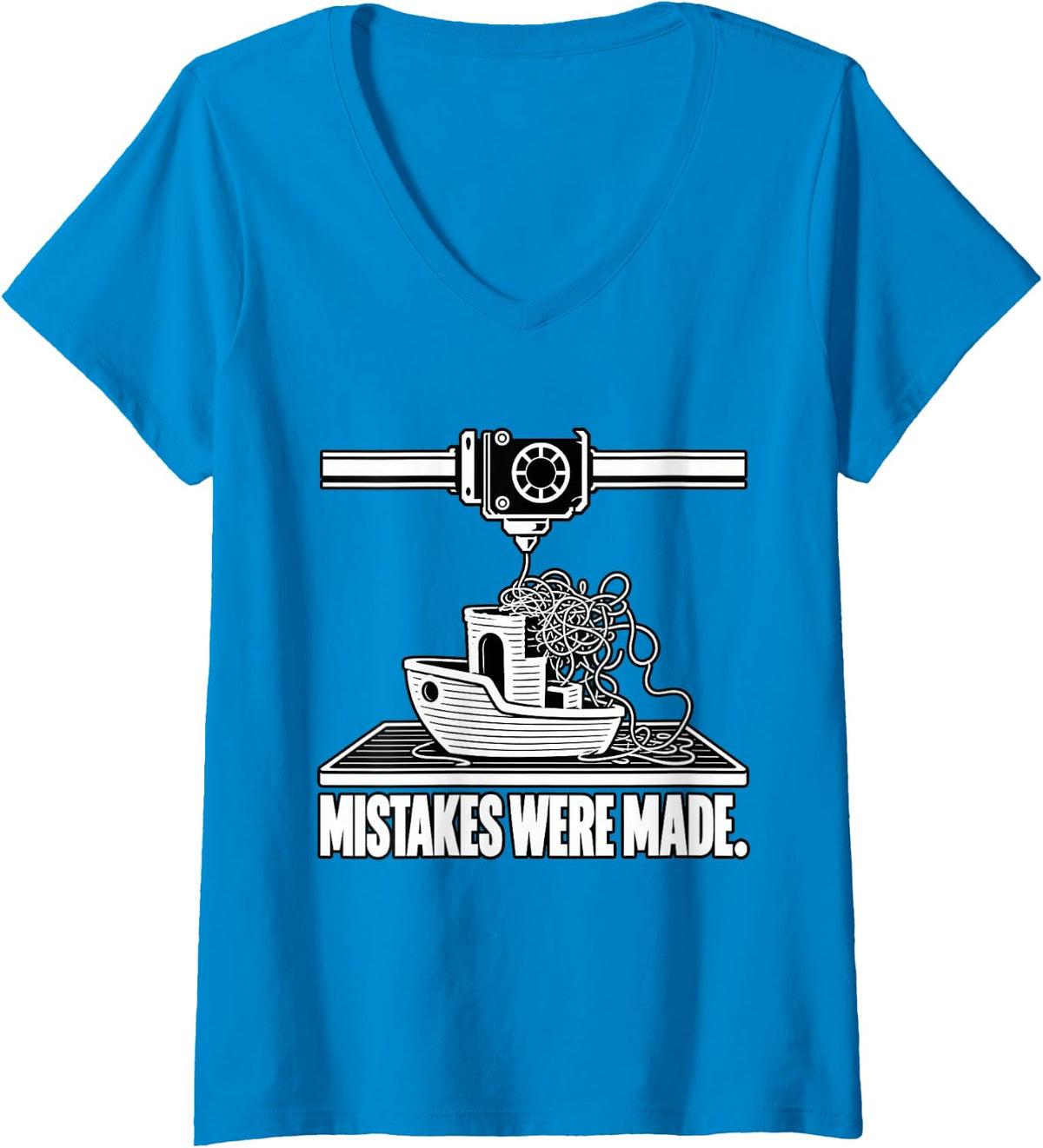 Women's Funny 3D Printing Failed Print Filament 3D Printer Owner V-Neck T-Shirt - Sapphire Blue